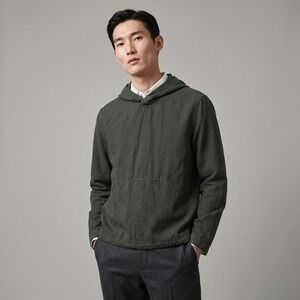 COS Mens Lyocell Cotton Hooded Pullover Smock Jacket Dark Green Small